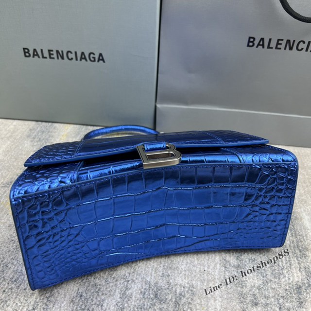 Balenciaga專櫃爆款新色鱷魚紋S號Hourglass沙漏包 巴黎世家頂級原單手提肩背包 款號：8895 fyj1239